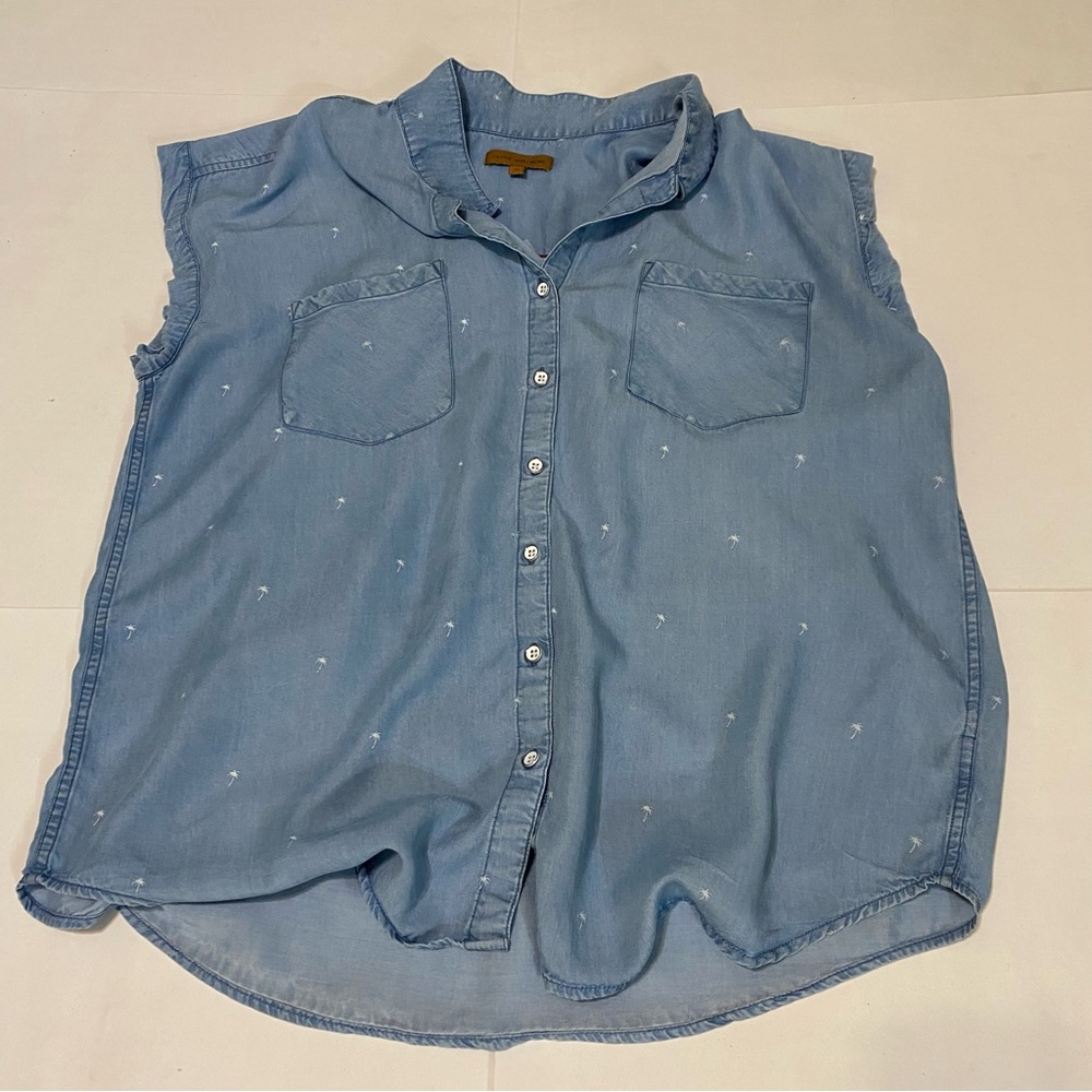 31. ⭐️JACHS Girlfriend Light Blue Button Down Sleeveless Shirt - Picture 3 of 8